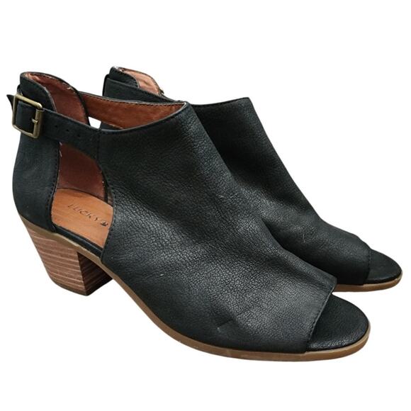 Lucky Brand Barimo Open Toe Leather Bootie, 8M - Picture 1 of 8